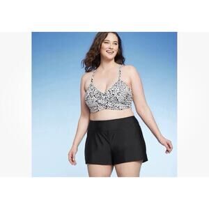 Kona Sol Women's Plus Size Swim Boyshorts Black 2X